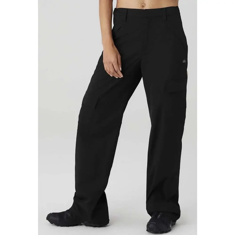 ALO YOGA All That Trouser Cargo Pant •L• Black Wide Leg Street Wear - Picture 10 of 15